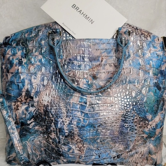 ☆ Brahmin 2 SET Duxbury Melbourne Purse Bag Satchel Ocersized Wristlet - Picture 12 of 15